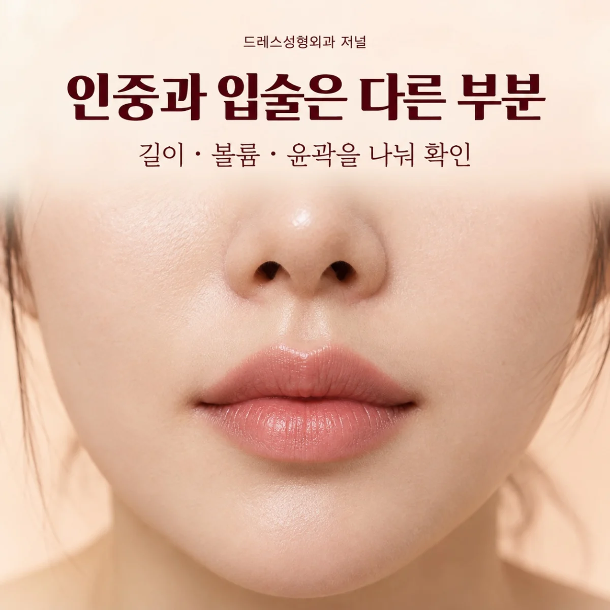 인중과 입술의 서로 다른 부분을 살펴보는 하관 사진