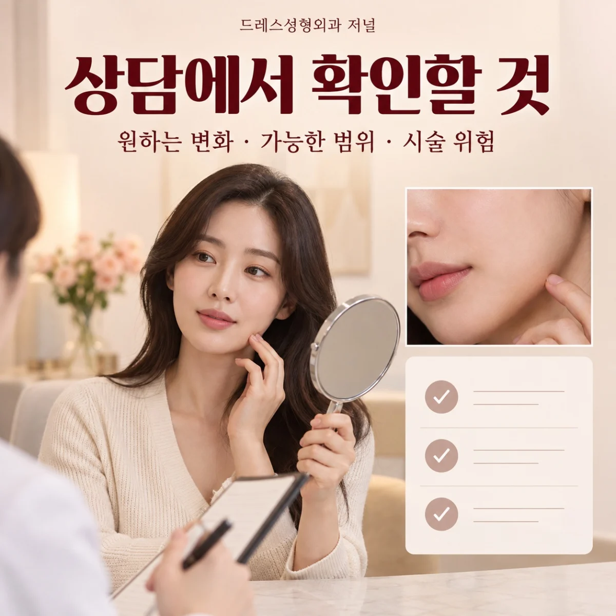 원하는 변화와 시술 범위를 확인하는 상담 메모 카드