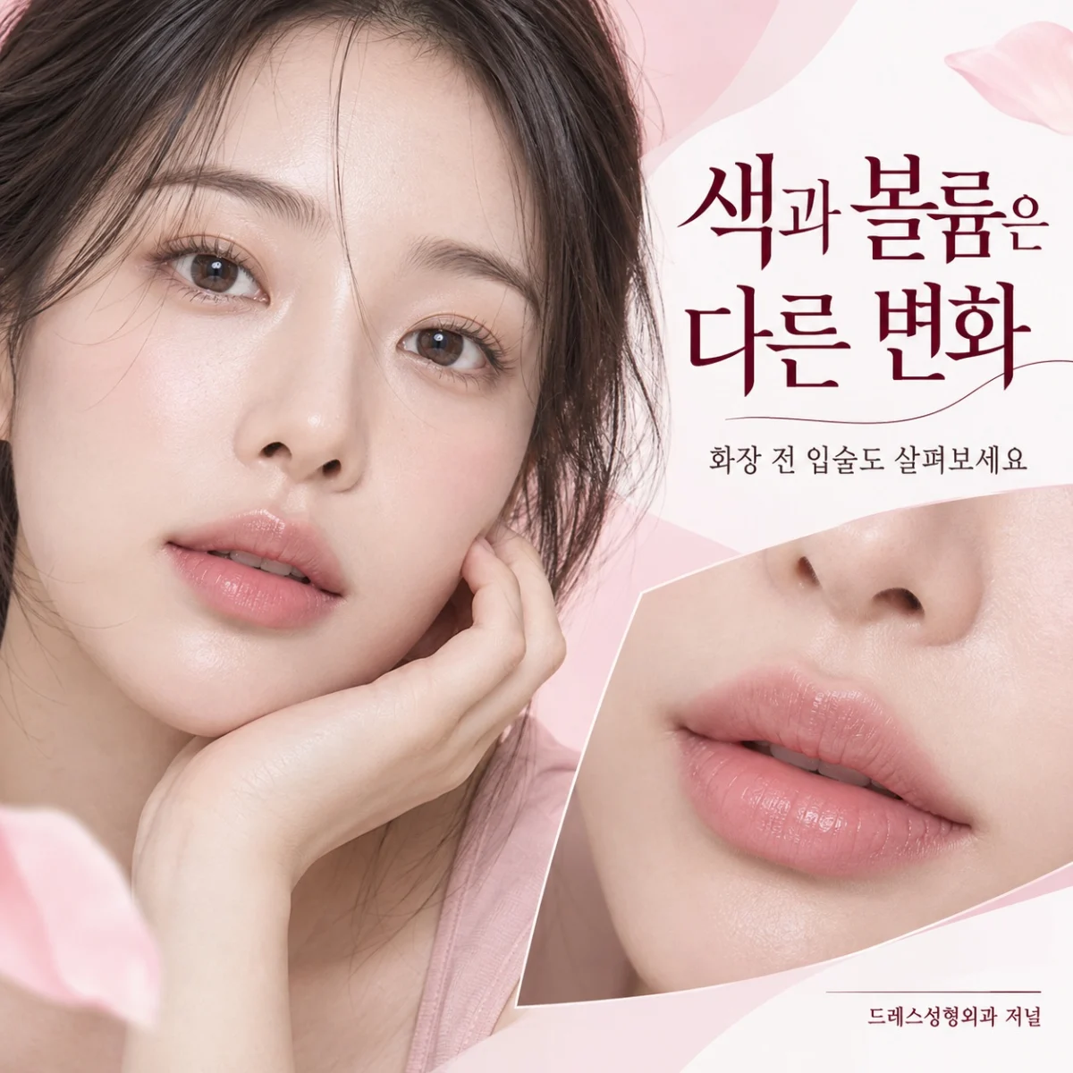 입술의 표면과 볼륨을 설명하는 하관 사진
