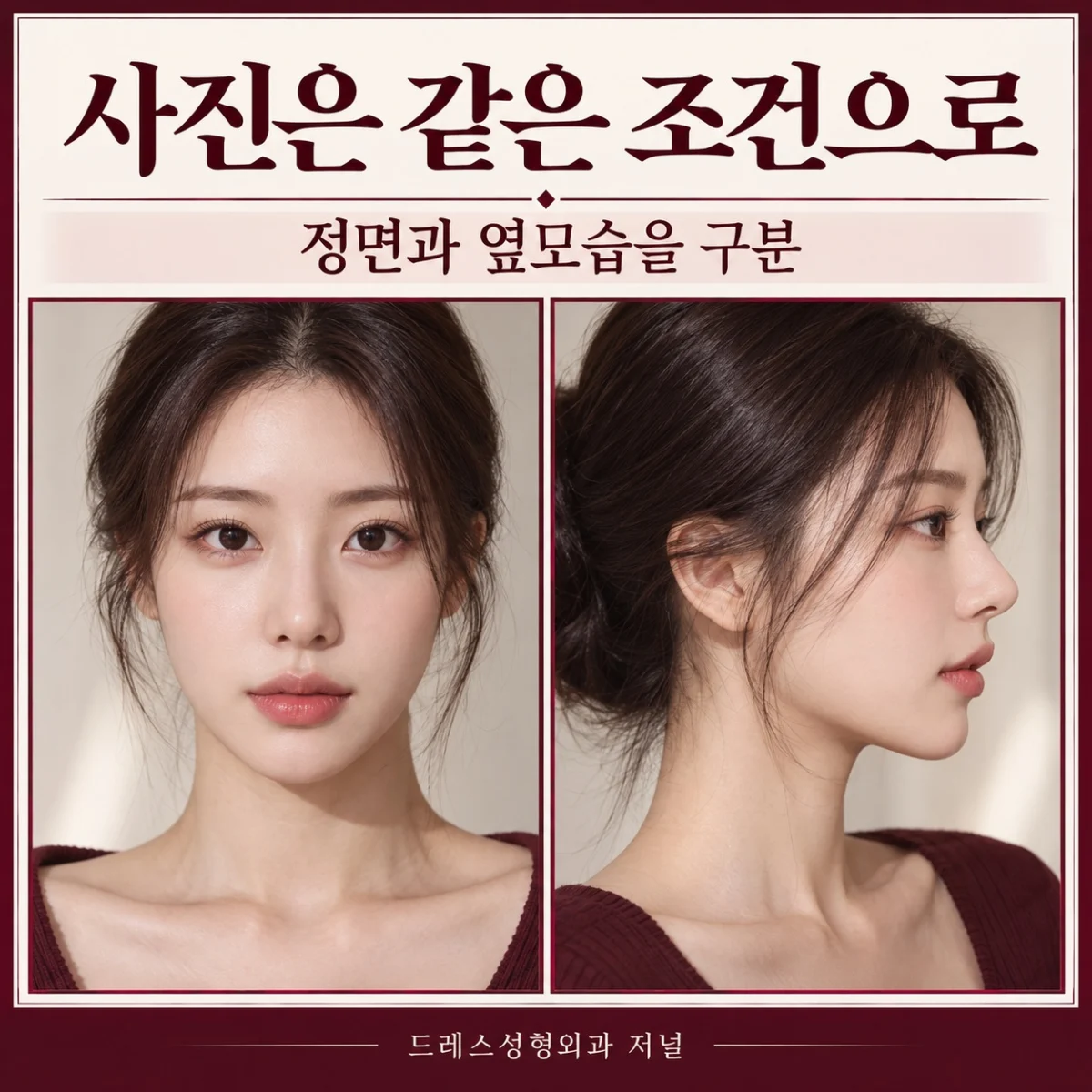 사진은 같은 조건으로 — 정면과 옆모습을 구분