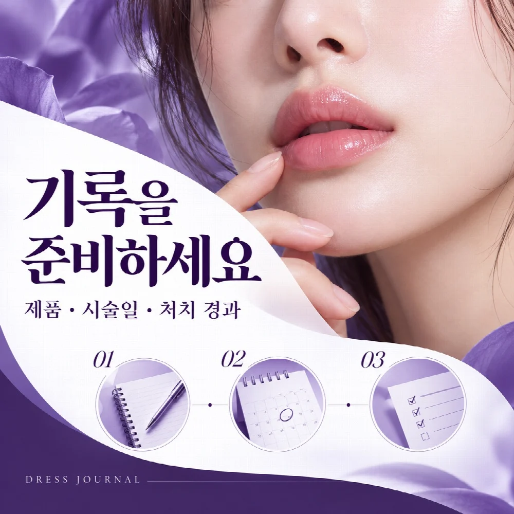 기록을 준비하세요 — 제품 · 시술일 · 처치 경과