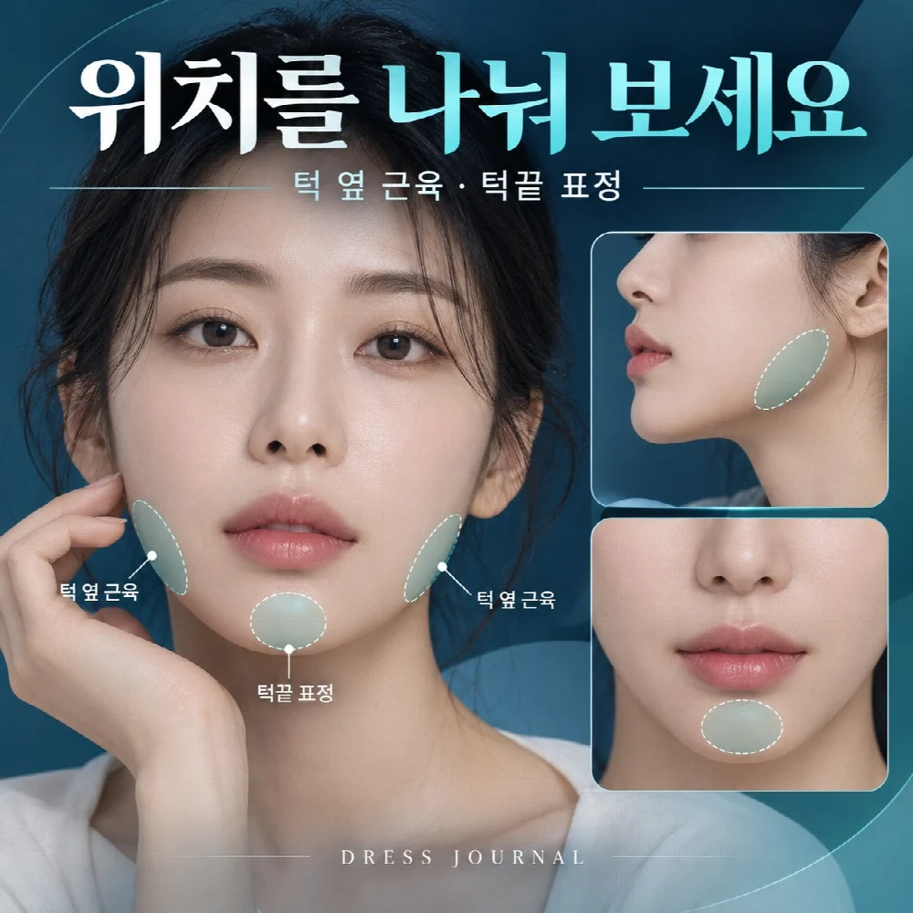 위치를 나눠 보세요 — 턱 옆 근육 · 턱끝 표정