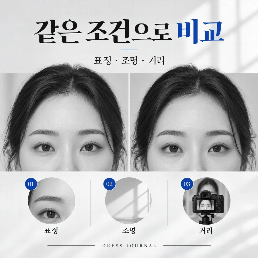 같은 조건으로 비교 — 표정 · 조명 · 거리