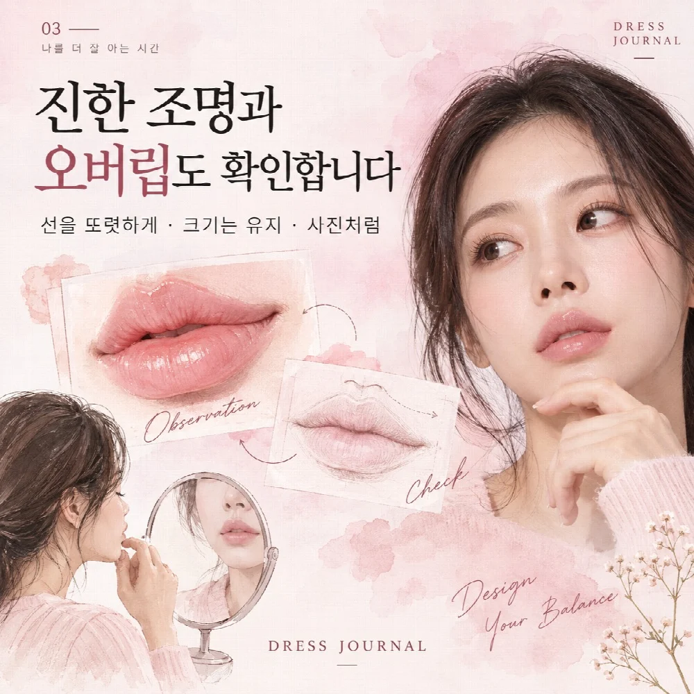진한 조명과 오버립도 확인합니다 — 선을 또렷하게 · 크기는 유지 · 사진처럼