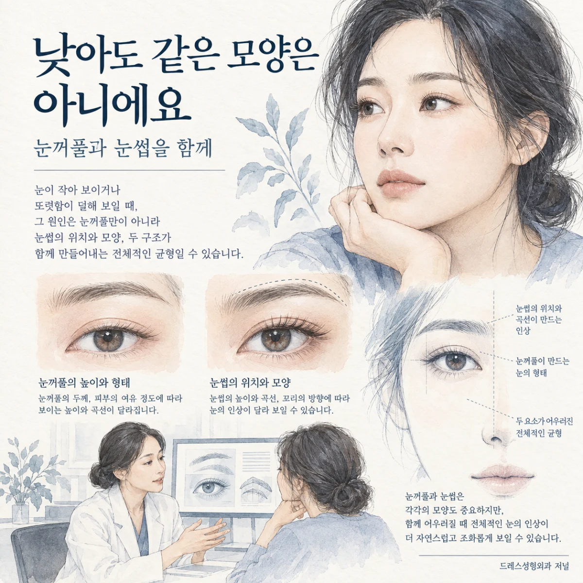 낮아도 같은 모양은 아니에요 — 눈꺼풀과 눈썹을 함께