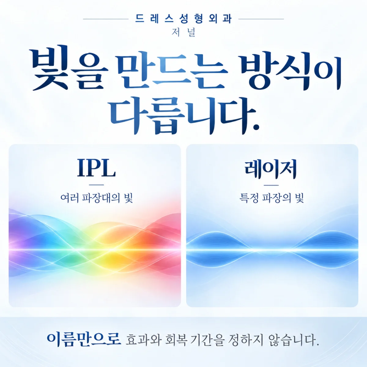 여러 파장대 IPL과 특정 파장 레이저의 추상적 비교
