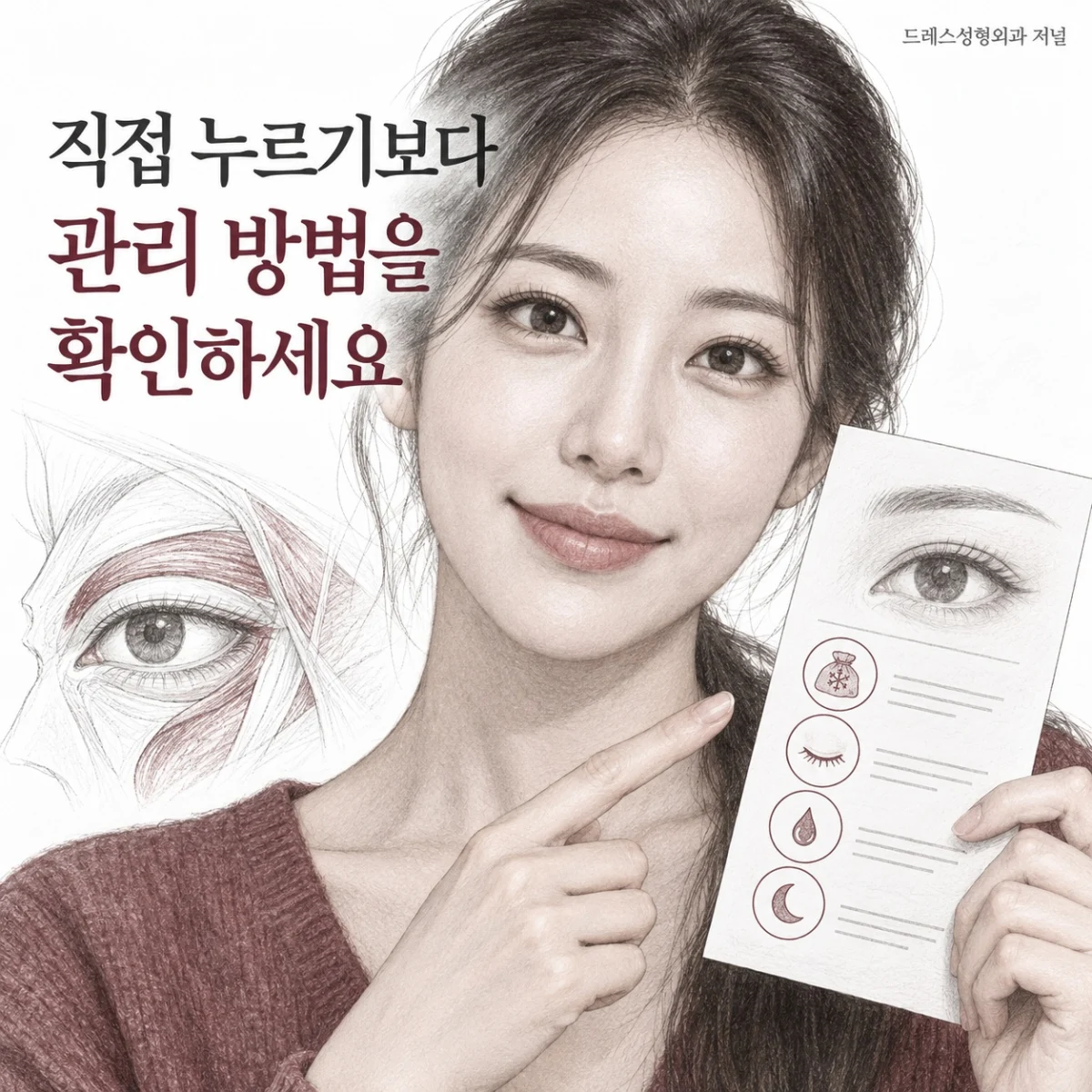 직접 누르기보다 관리 방법을 확인하세요 — 이해를 돕기 위한 AI 생성 설명 이미지이며 실제 환자나 치료 결과가 아닙니다.