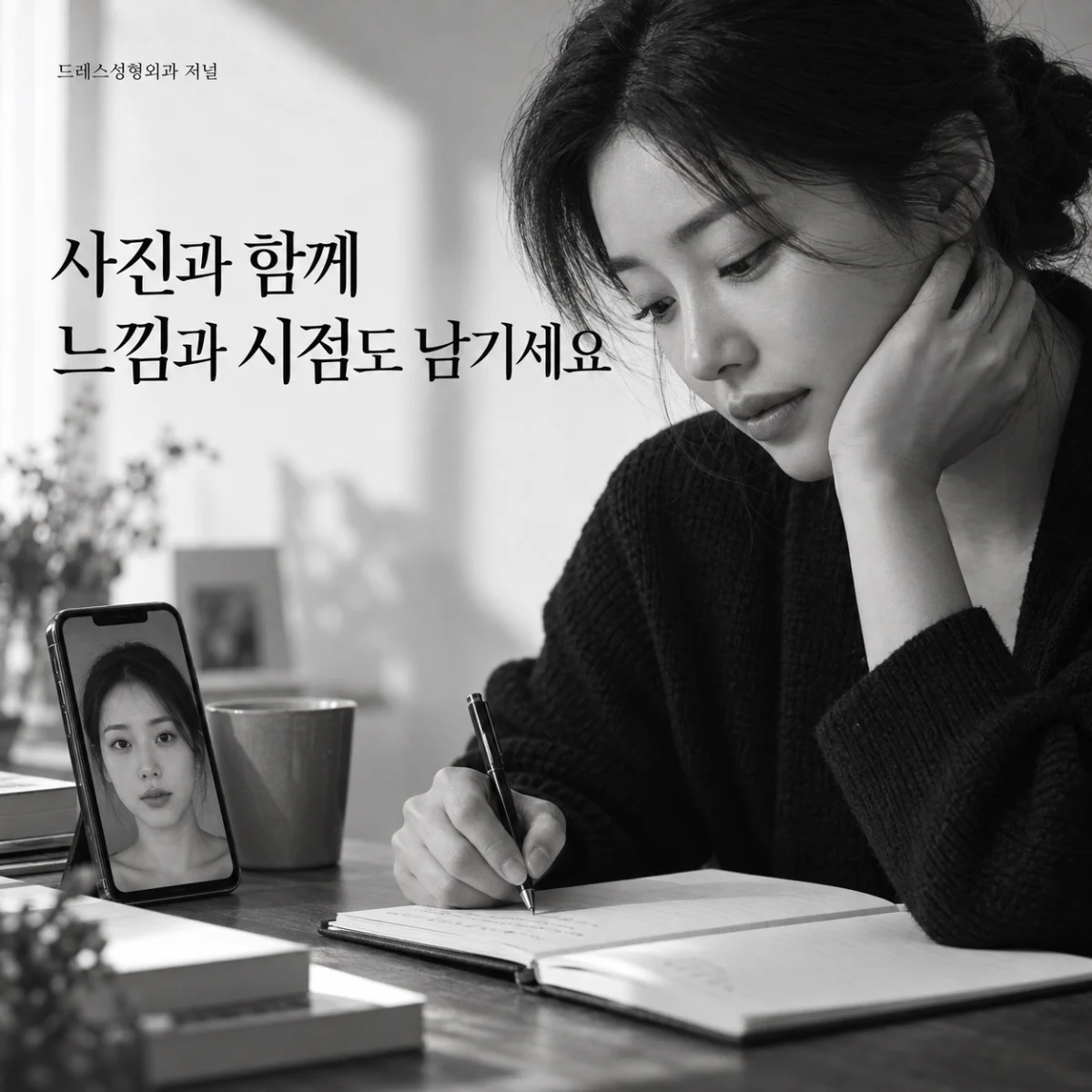 사진과 함께 느낌과 시점도 남기세요 — 이해를 돕기 위한 AI 생성 설명 이미지이며 실제 환자나 치료 결과가 아닙니다.
