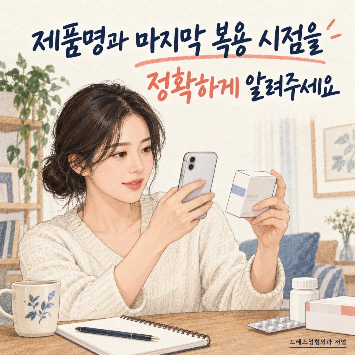 제품명과 마지막 복용 시점을 정확하게 알려주세요