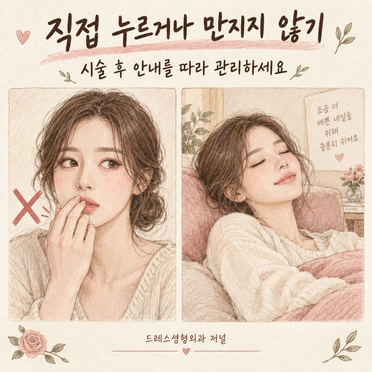 입술을 직접 누르지 않고 관리하는 모습