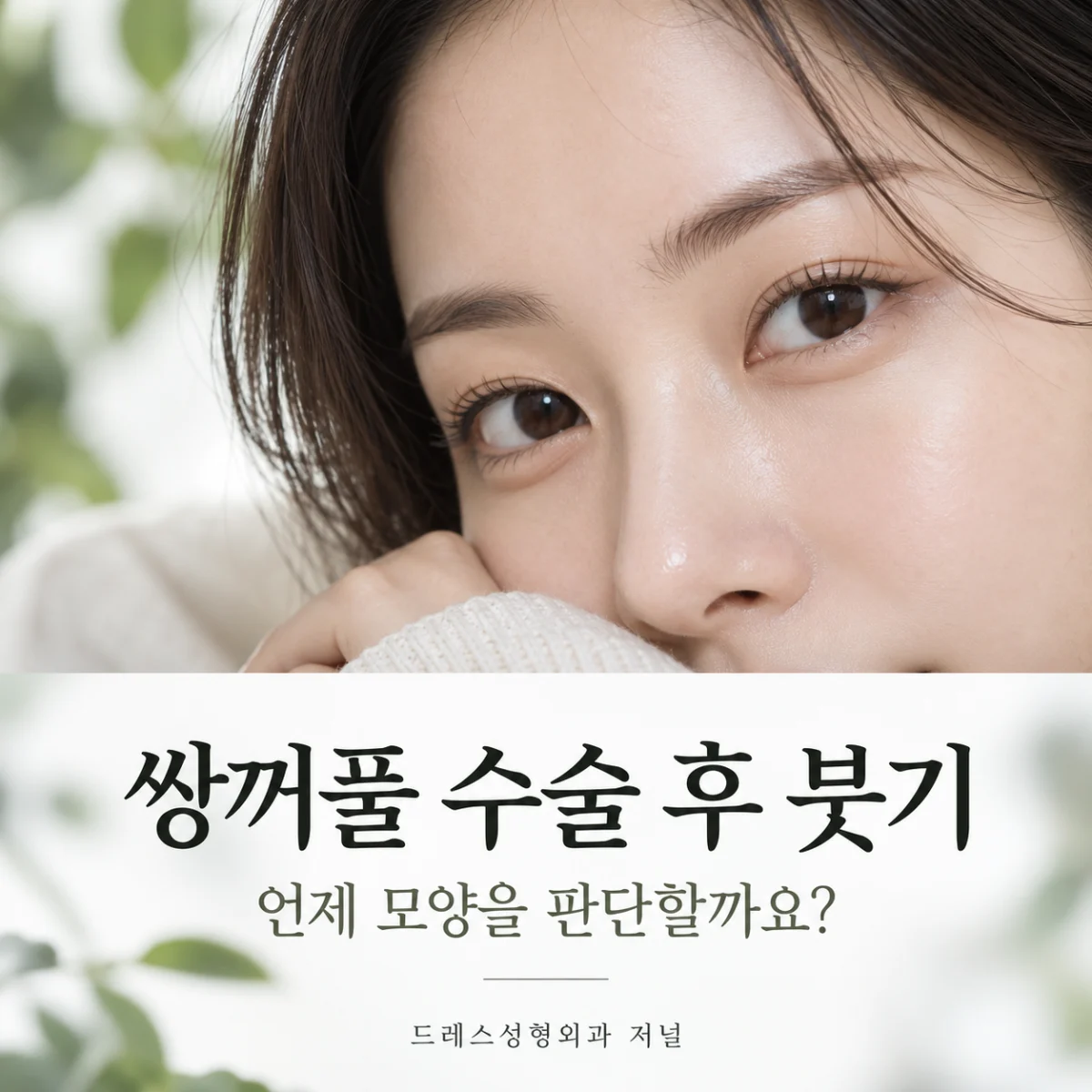 쌍꺼풀 수술 후 회복을 설명하는 눈 주변 사진