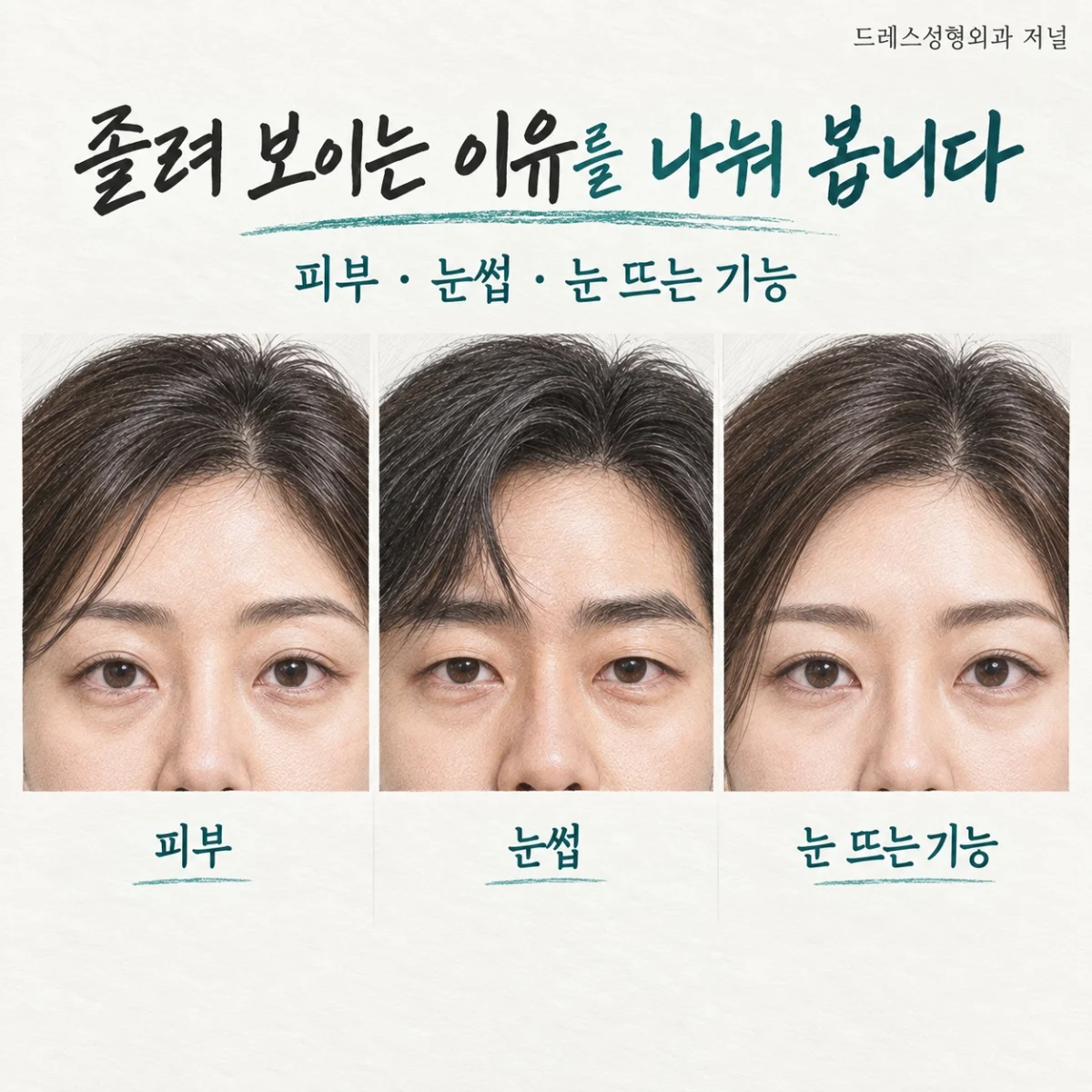 피부와 눈썹 위치, 눈 뜨는 기능을 구분하는 그림