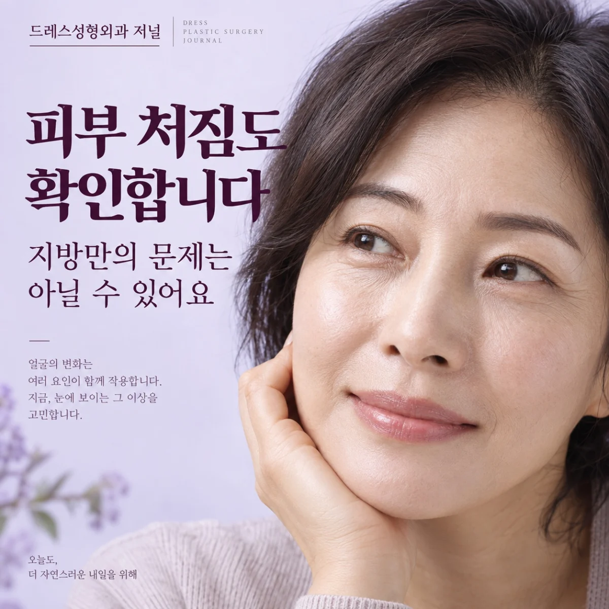 눈밑 피부 처짐과 질감을 보여주는 얼굴 사진