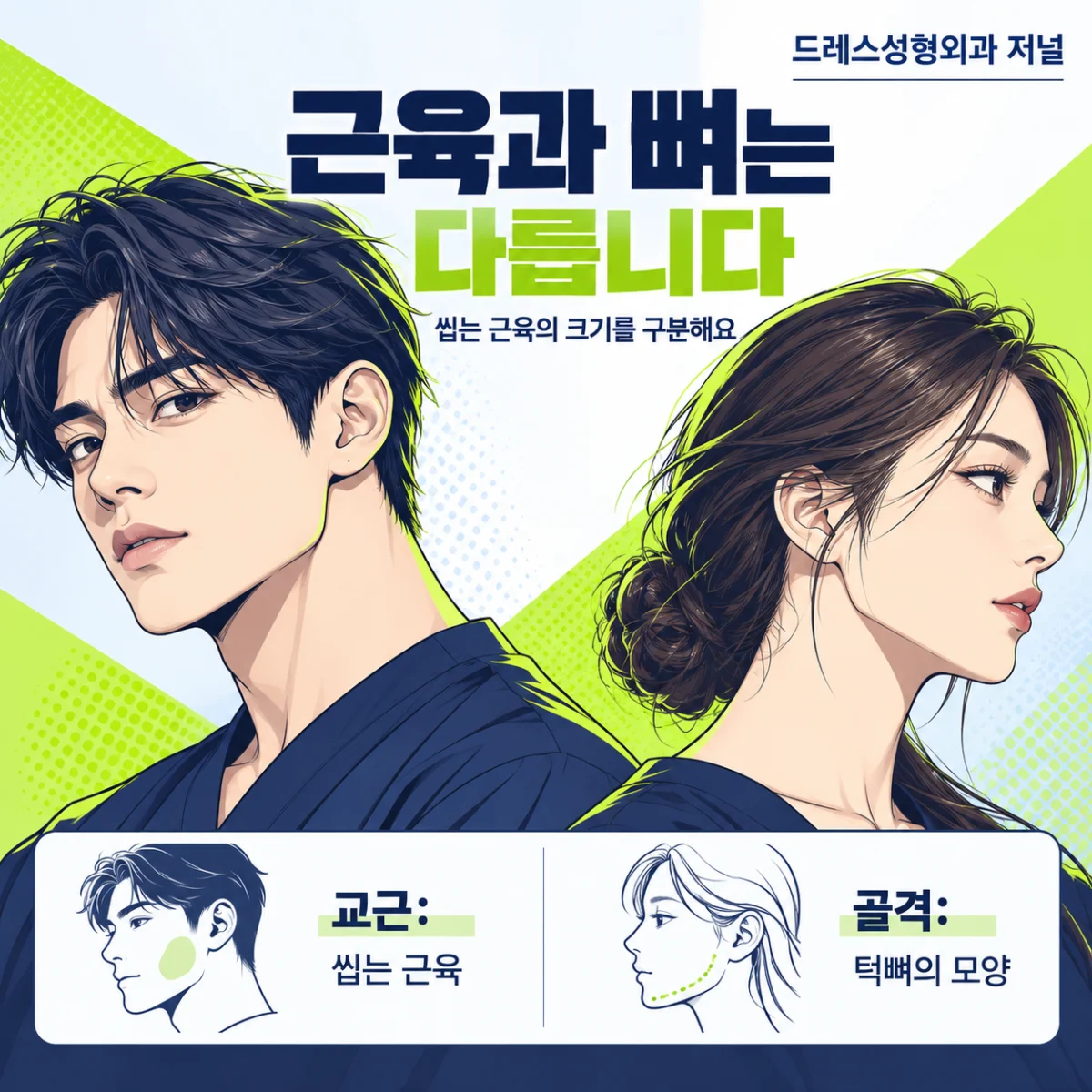 얼굴 옆면에서 씹는 근육의 위치를 설명하는 그림