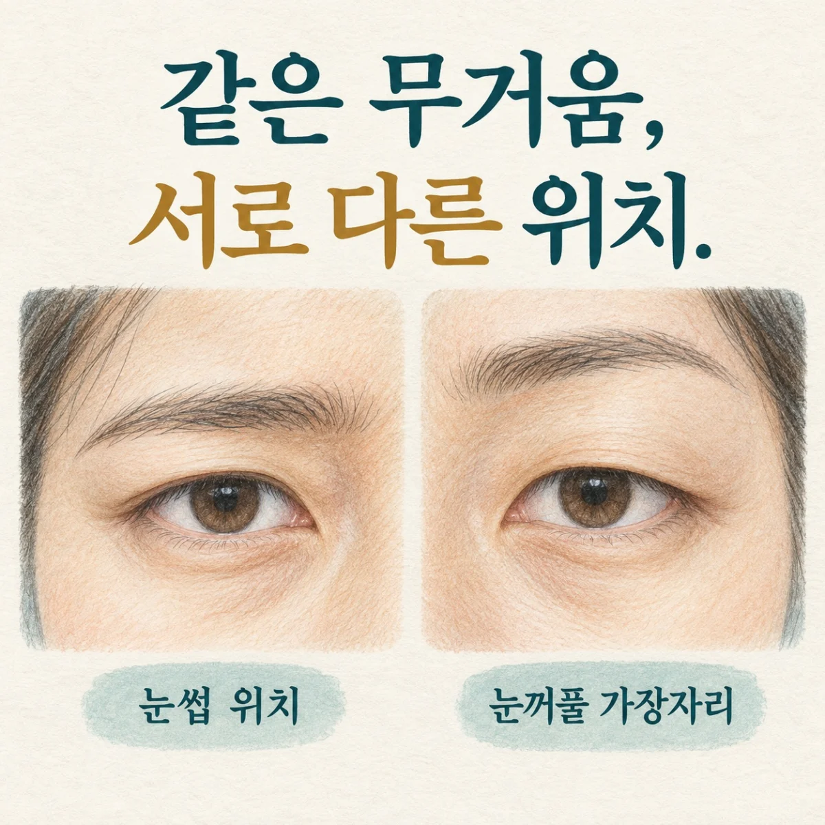 눈썹 위치와 눈꺼풀 가장자리를 구분하는 그림