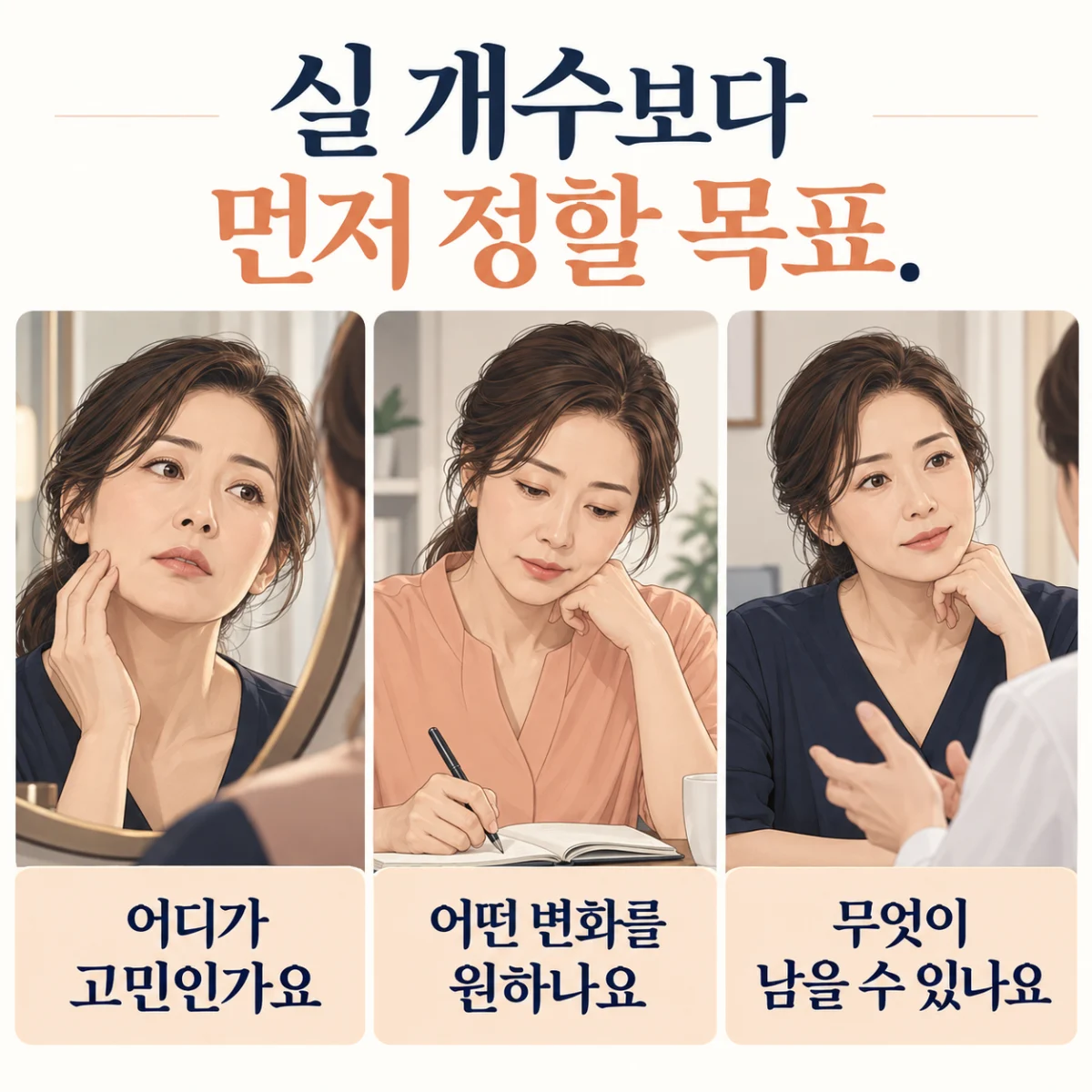 실리프팅 전에 고민 위치와 목표, 한계를 정리하는 웹툰