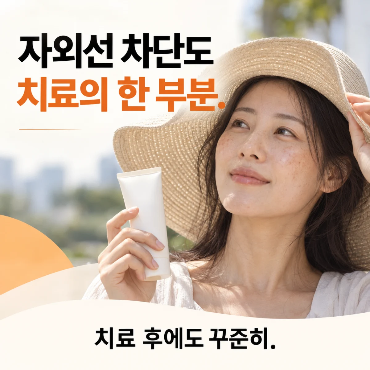 모자와 자외선 차단제를 활용하는 모습