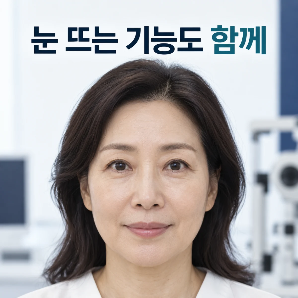 눈썹과 눈꺼풀 가장자리를 함께 살펴보는 정면 사진