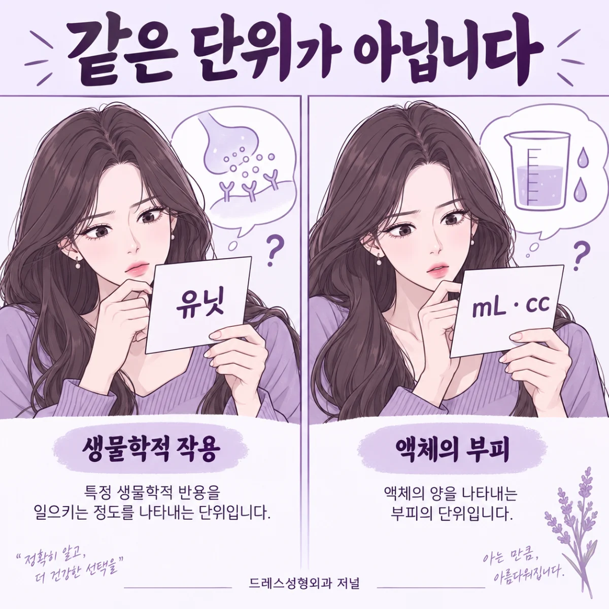 유닛과 부피가 다른 개념임을 설명하는 웹툰 카드
